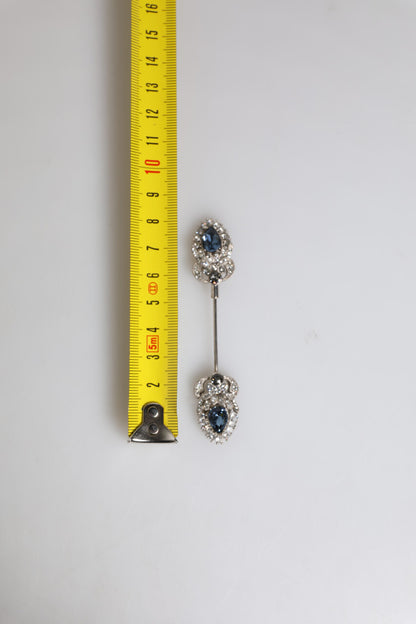 Dolce & Gabbana 925 Sterling Silver Crystals Collar Brooch Accessory Pin
