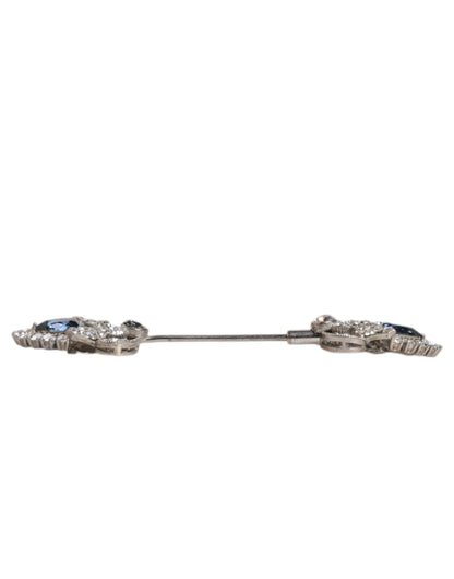 Dolce & Gabbana 925 Sterling Silver Crystals Collar Brooch Accessory Pin