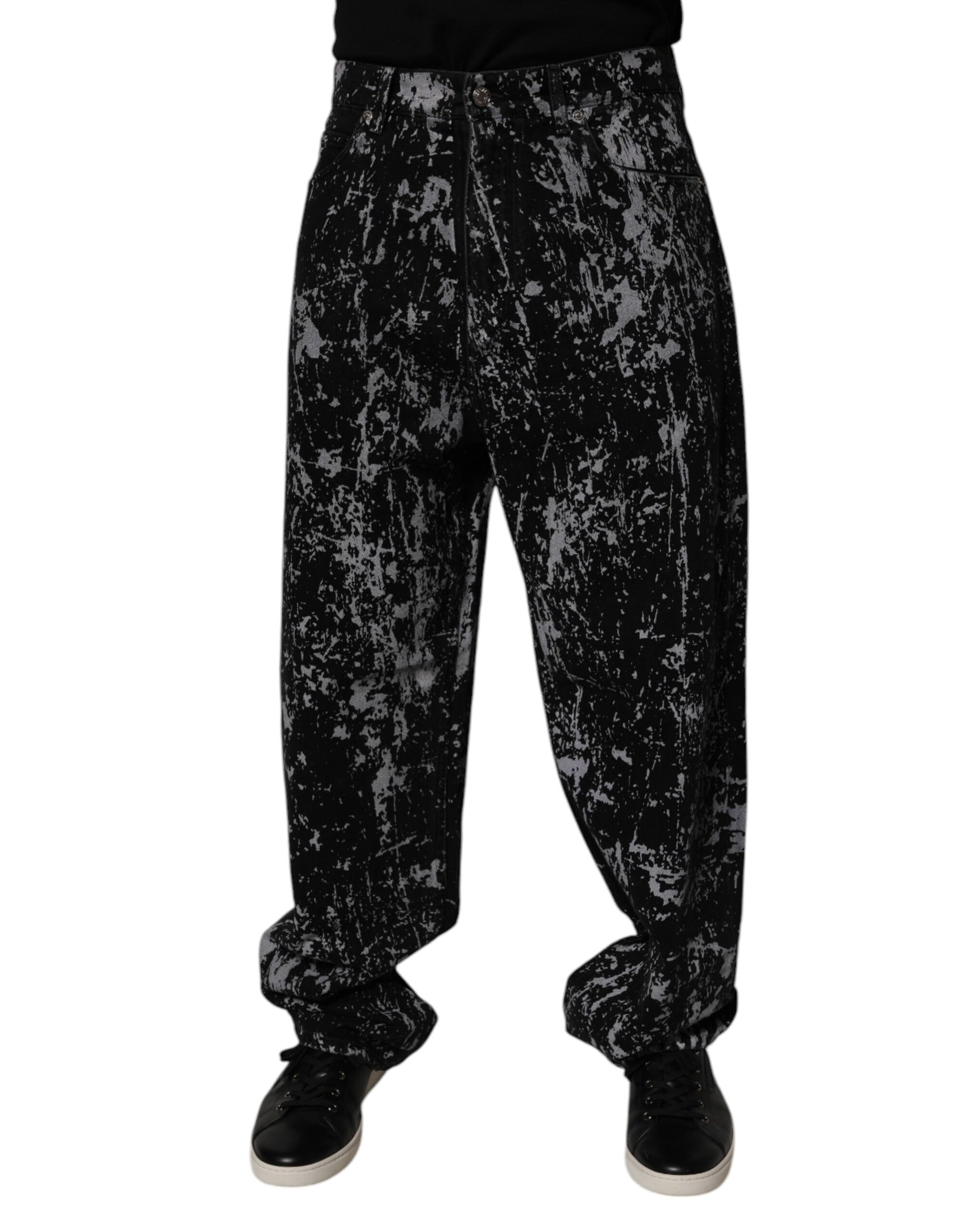 Dolce & Gabbana Black Tie Dye Cotton Straight Men Denim Jeans