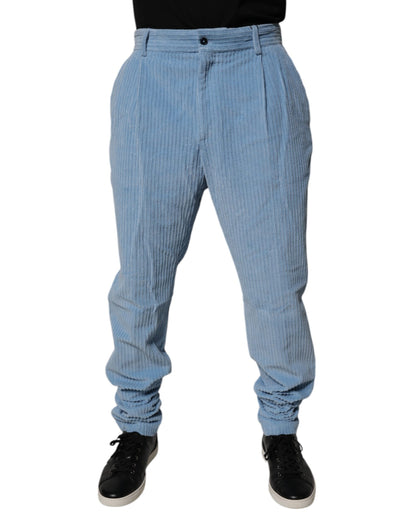Dolce & Gabbana Light Blue Corduroy Cotton Skinny Denim Jeans