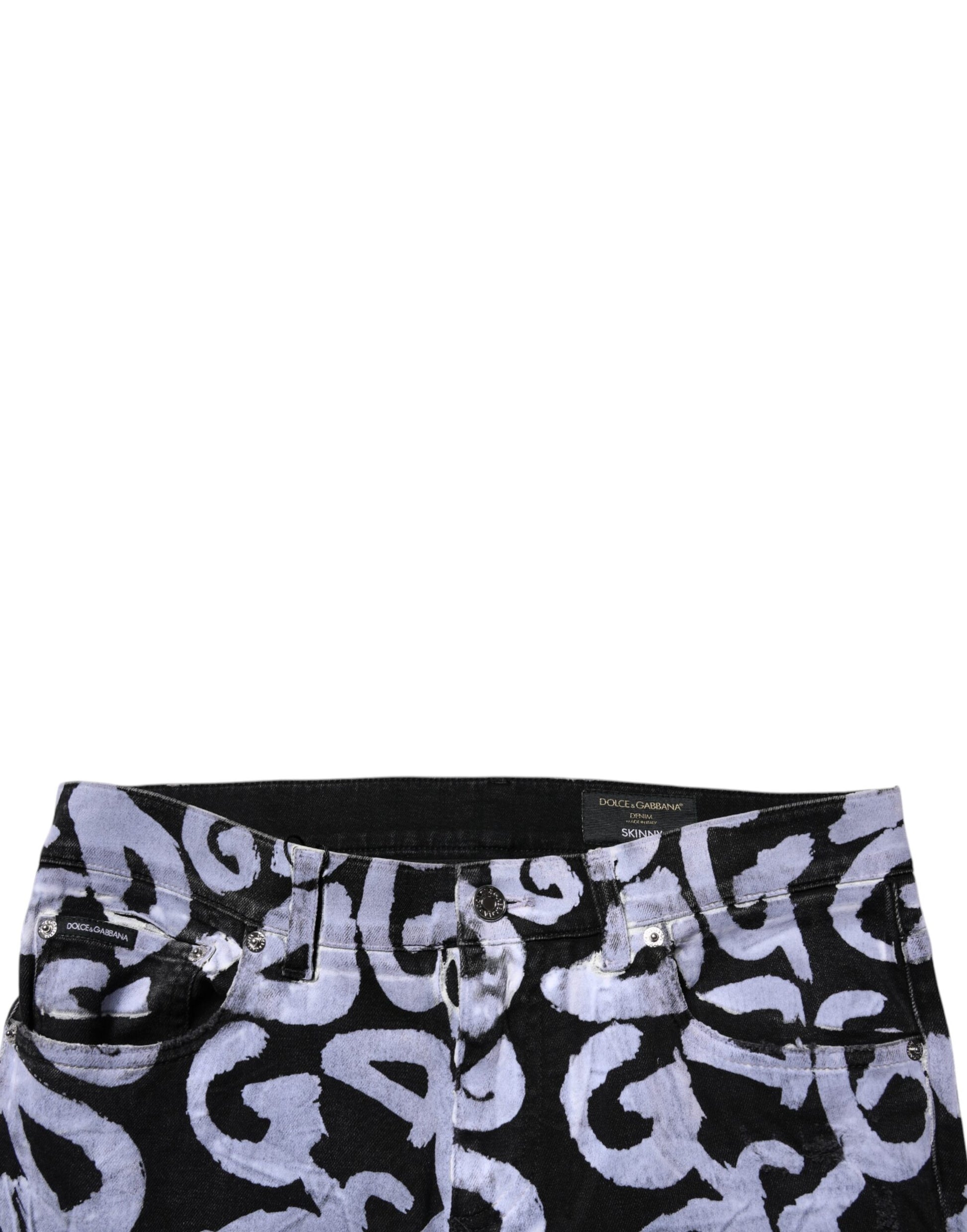 Dolce & Gabbana Black Logo Monogram Cotton Skinny Denim Jeans