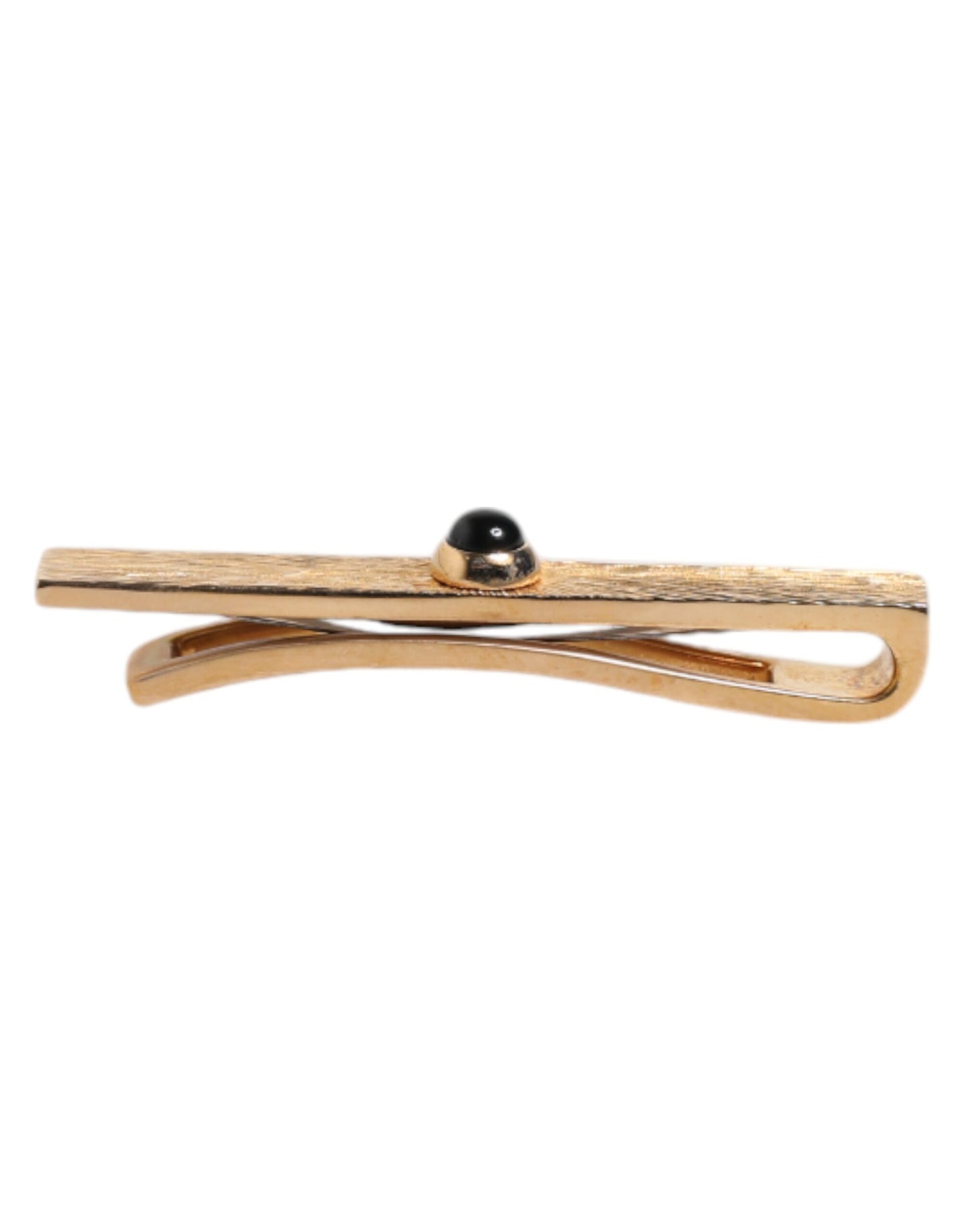 Dolce & Gabbana Black Sapphire Gold Tone Brass Tie Clip Bar