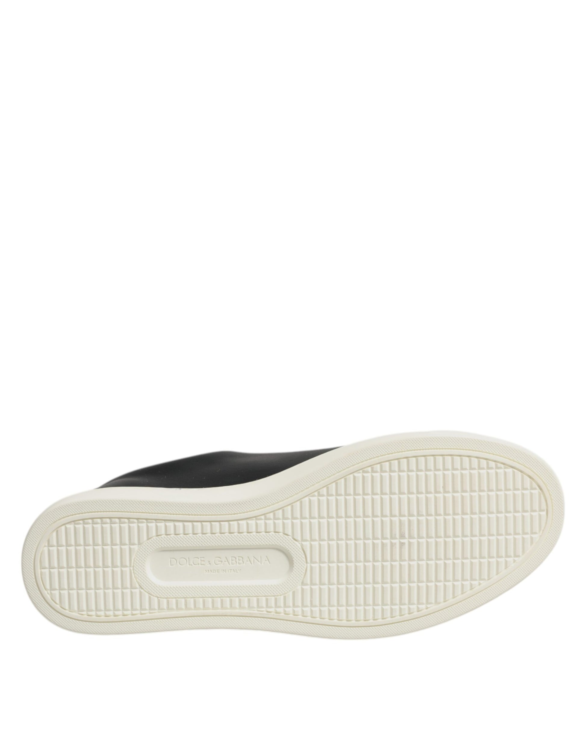 Dolce & Gabbana Black Leather Gold Red Heart Sneakers Shoes