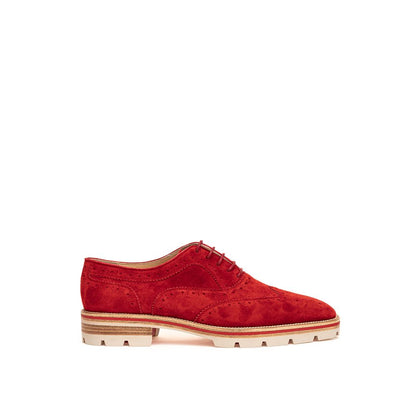 Christian Louboutin Red Suede Leather Oxfords And Derbies