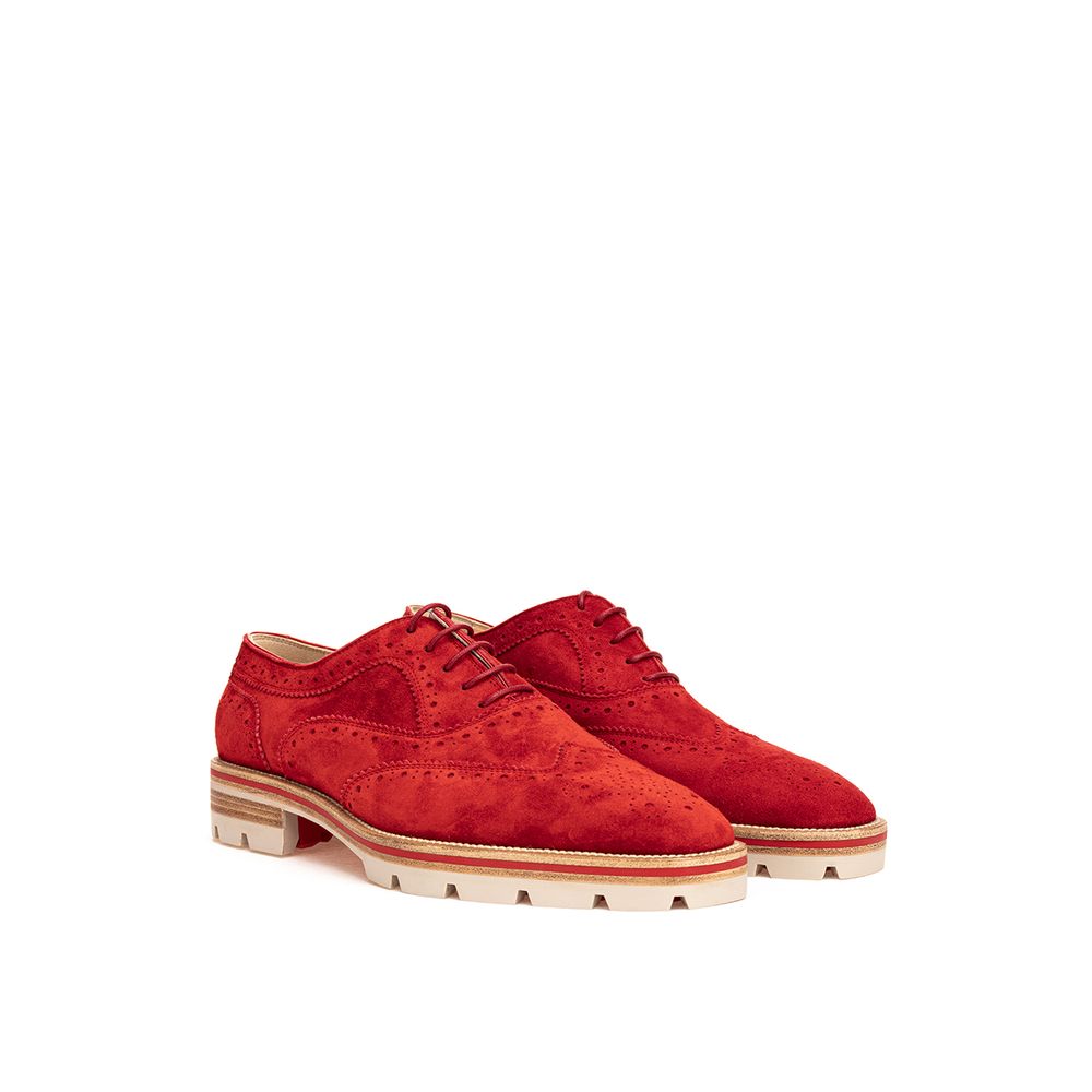 Christian Louboutin Red Suede Leather Oxfords And Derbies