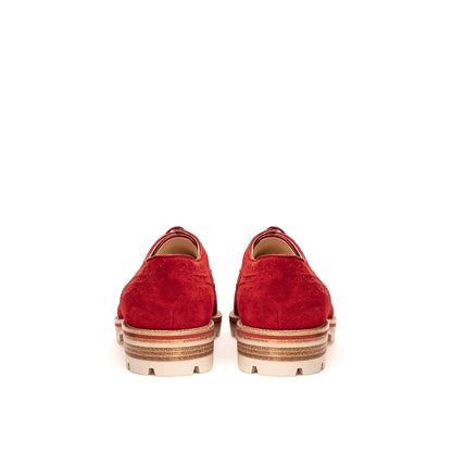 Christian Louboutin Red Suede Leather Oxfords And Derbies