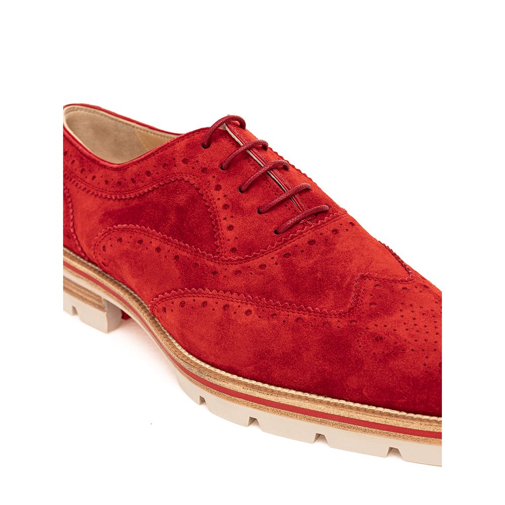 Christian Louboutin Red Suede Leather Oxfords And Derbies