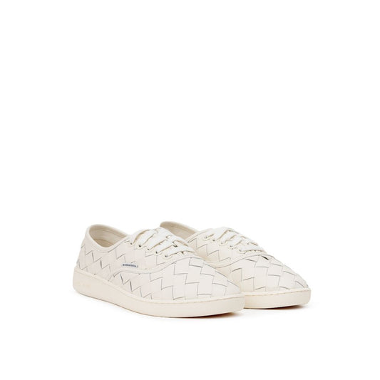 Bottega Veneta White Leather Low Top Sneakers