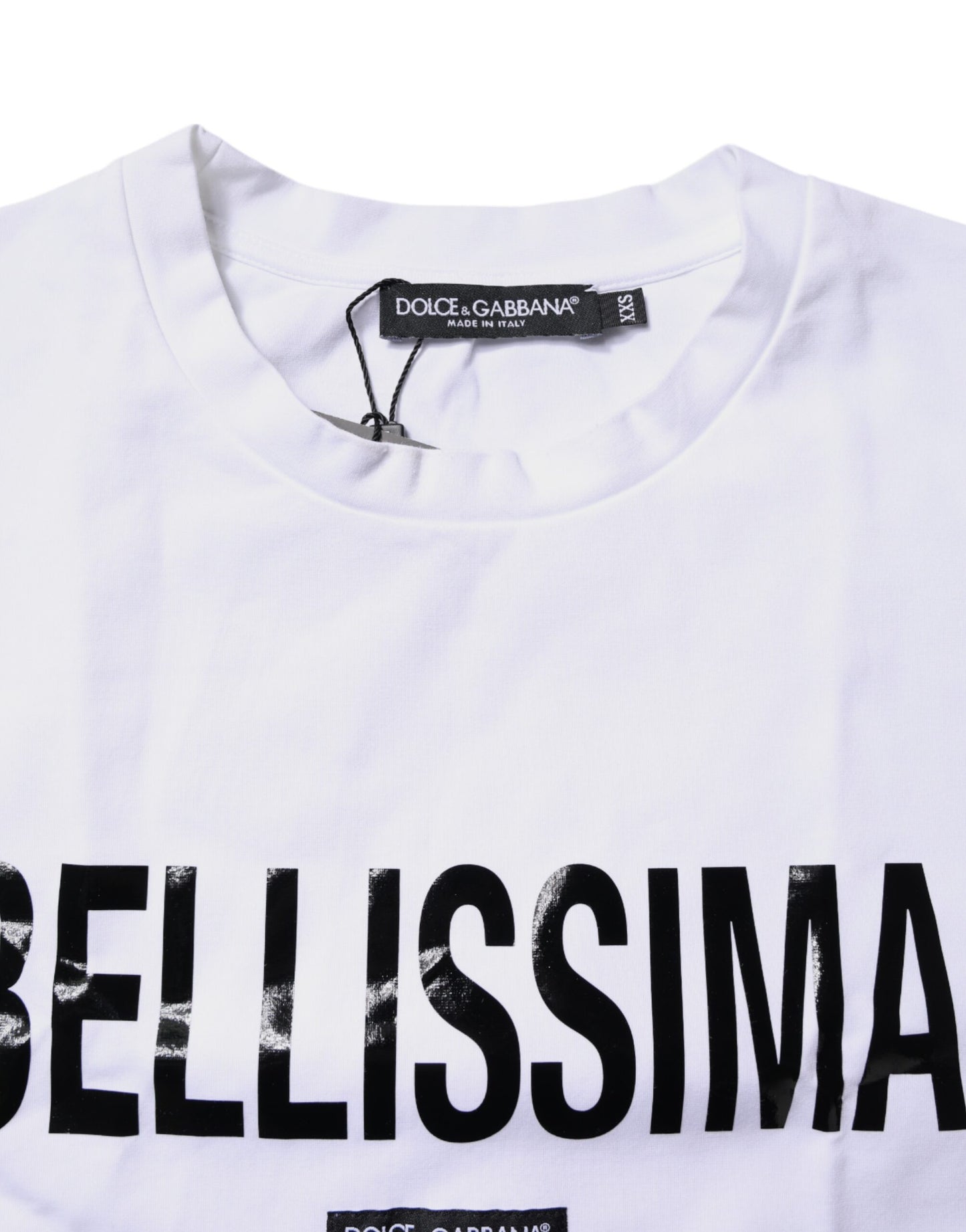 Dolce & Gabbana White Bellissima Cotton Crew Neck T-shirt