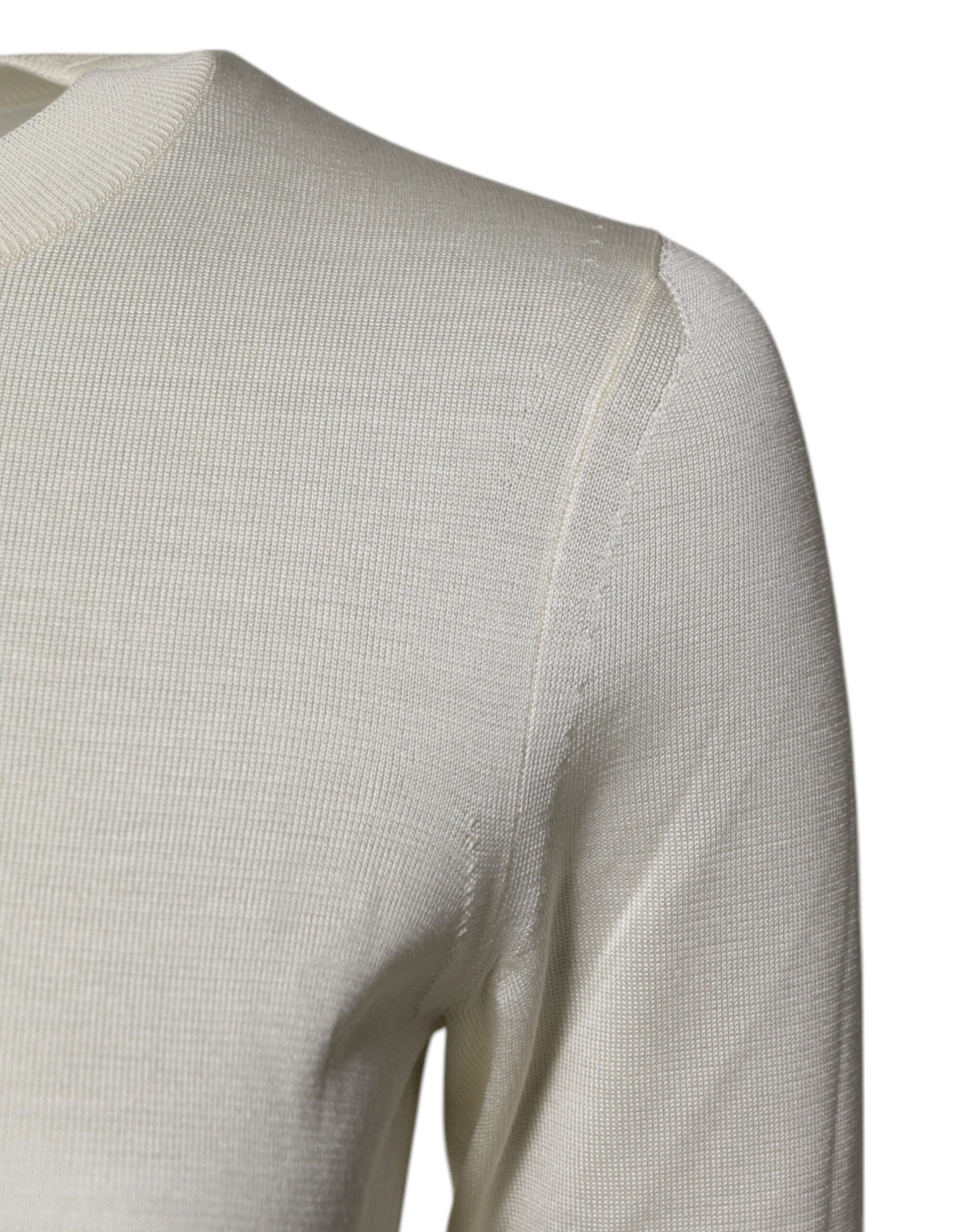 Dolce & Gabbana Cream Short Sleeve Silk Round Neck Blouse Top