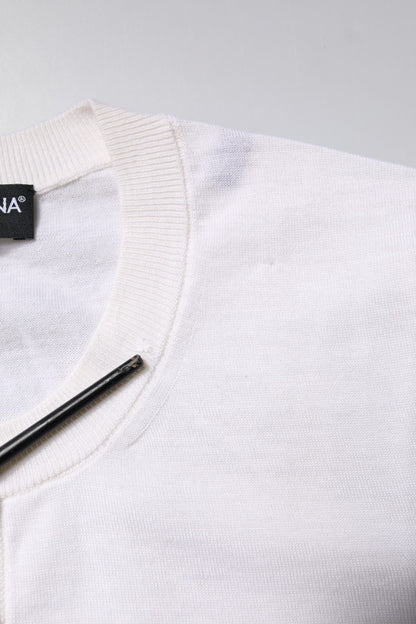 Dolce & Gabbana Cream Cashmere Knit Cropped Cardigan Sweater