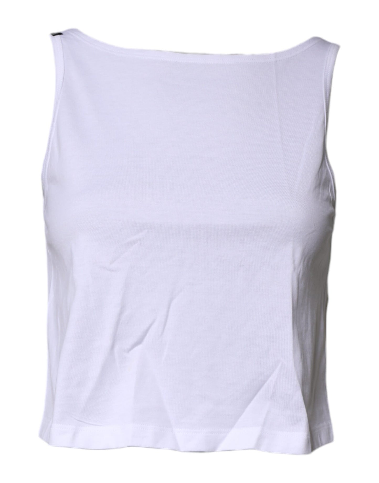 Dolce & Gabbana White Cotton Sleeveless Round Neck Tank Top