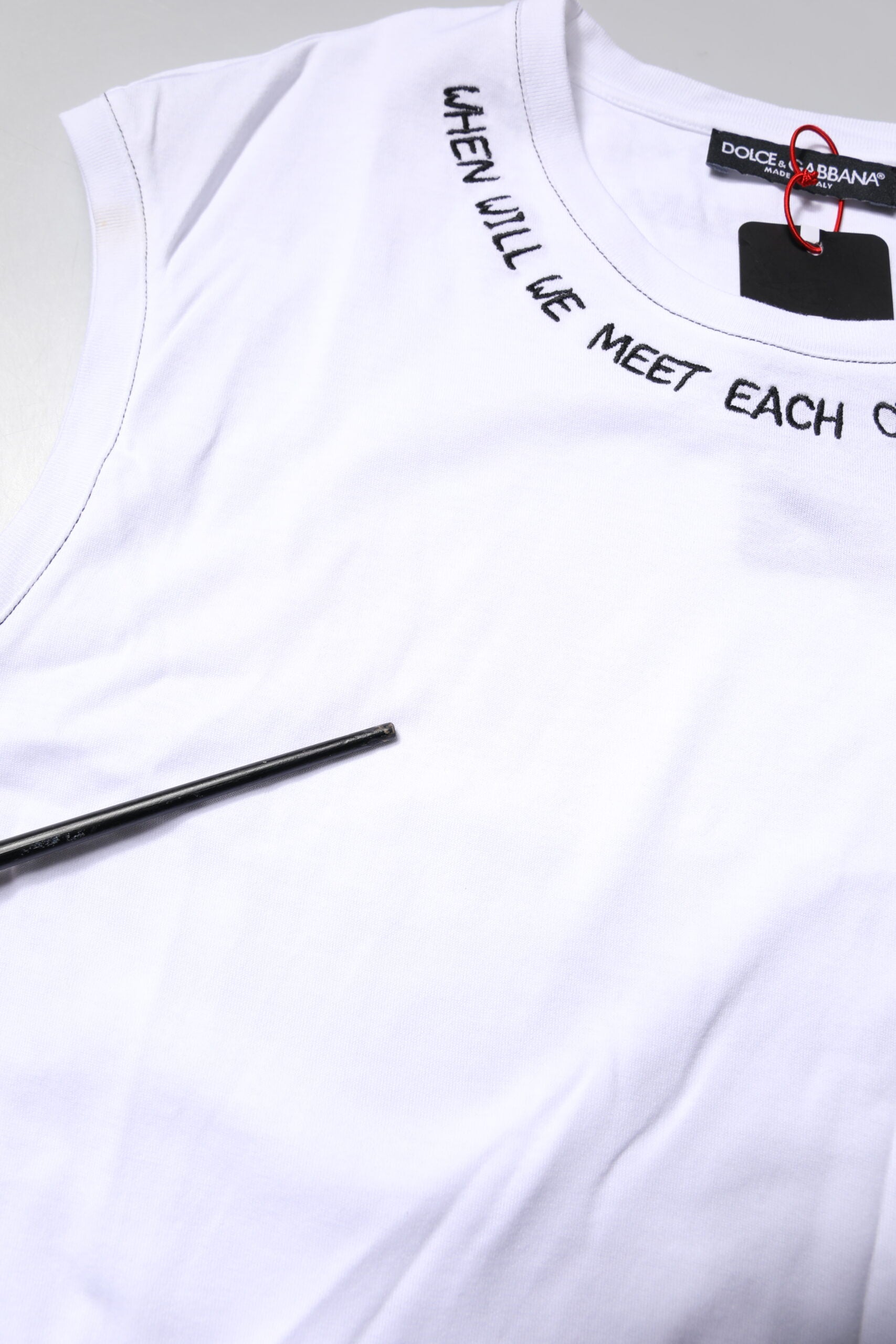 Dolce & Gabbana White Cotton Sleeveless Printed Tank T-shirt