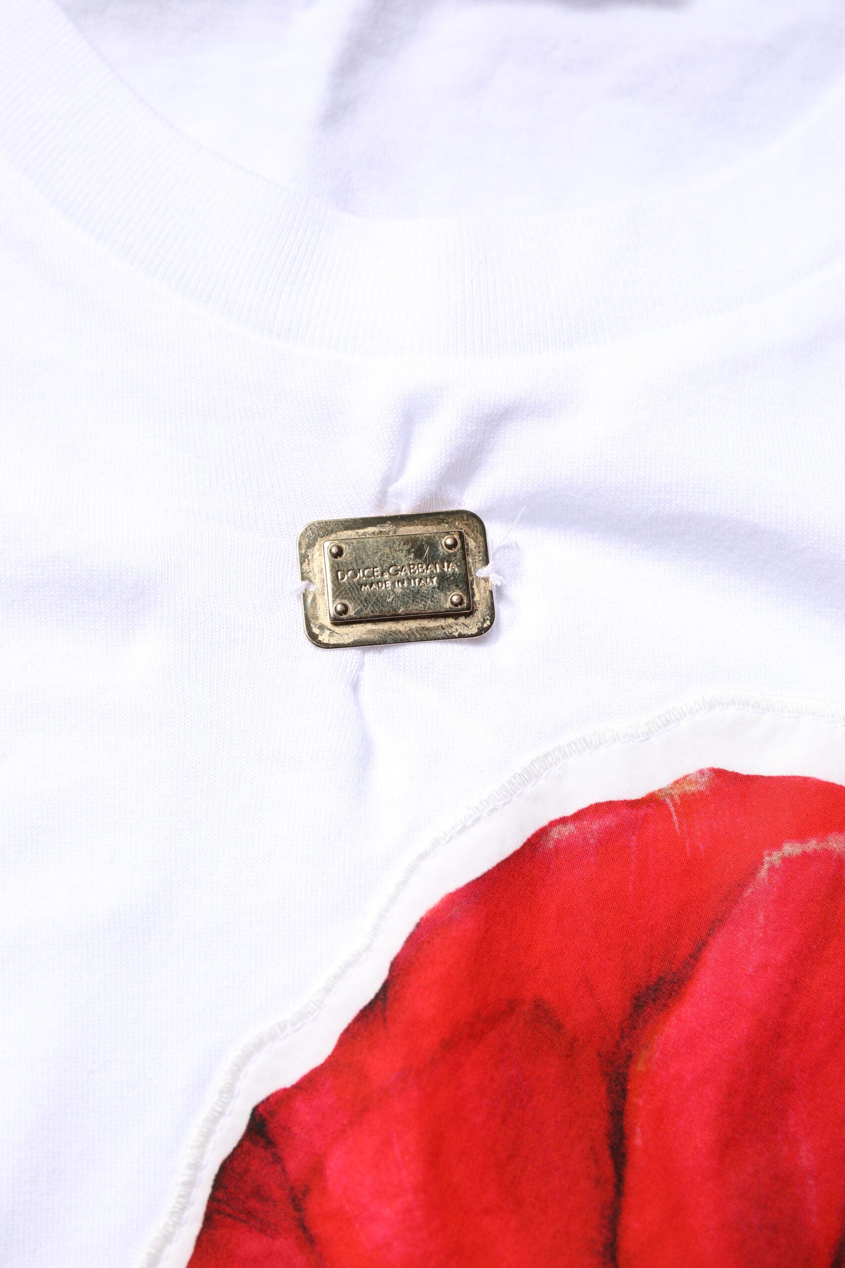 Dolce & Gabbana White Floral Print Cotton Crew Neck T-shirt