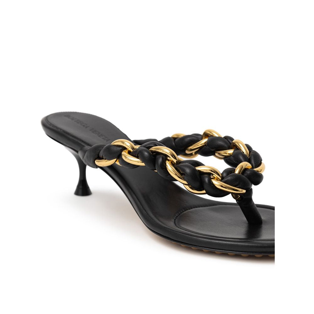 Bottega Veneta Black Leather Flip-Flop Sandals