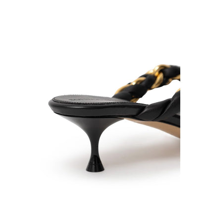 Bottega Veneta Black Leather Flip-Flop Sandals