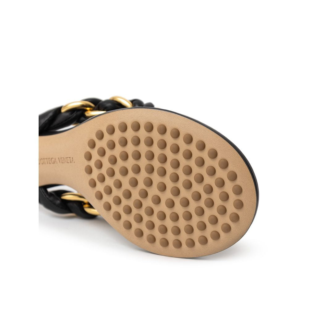 Bottega Veneta Black Leather Flip-Flop Sandals