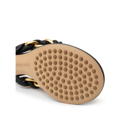 Bottega Veneta Black Leather Flip-Flop Sandals