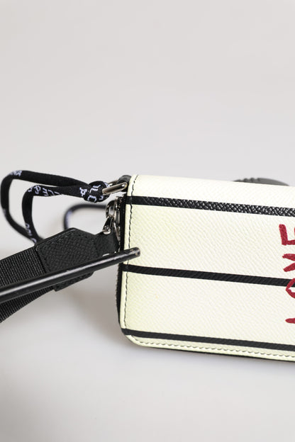 Dolce & Gabbana White Leather SICILY DG Crown Purse Cross Body Bag