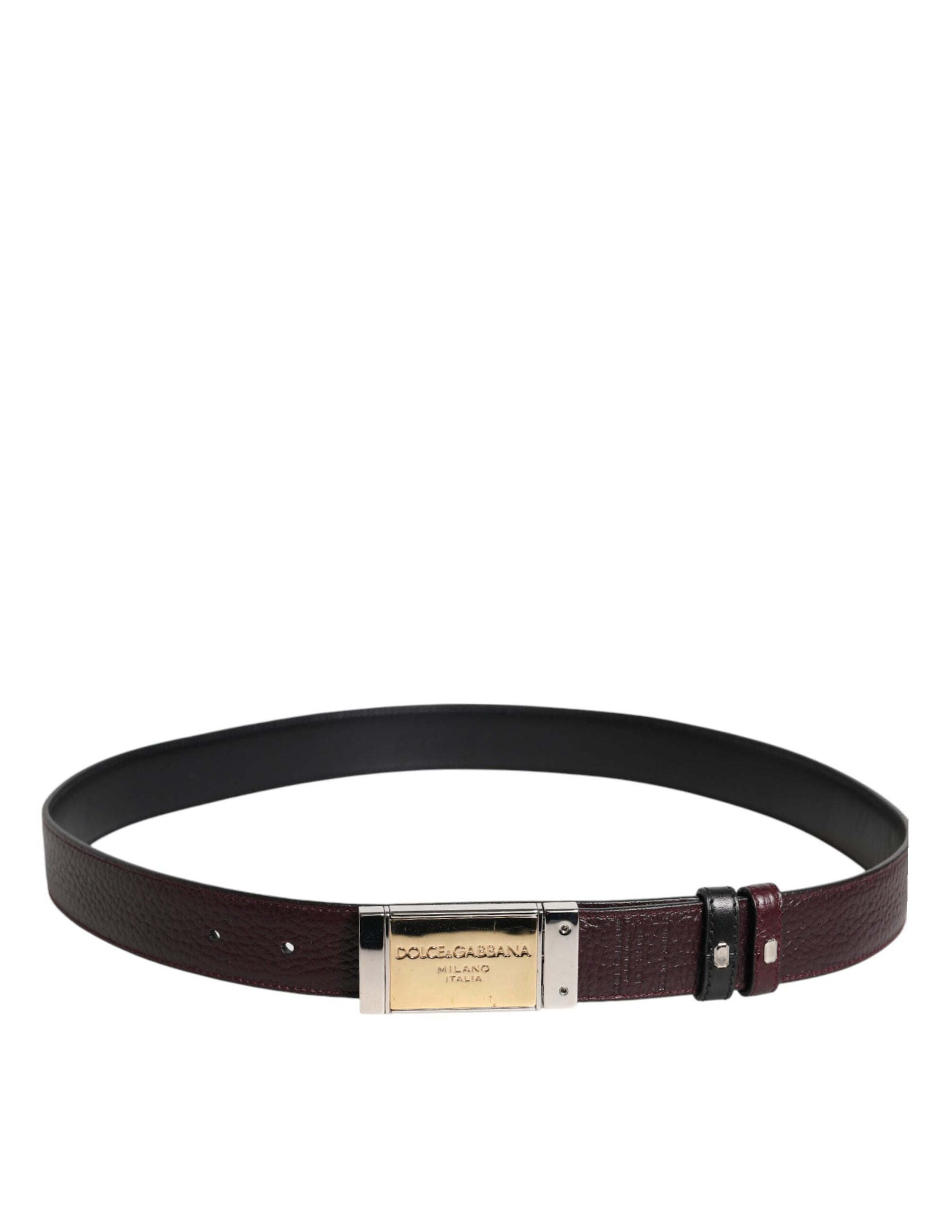 Dolce & Gabbana Black Brown Leather Metal Buckle Reversible Belt