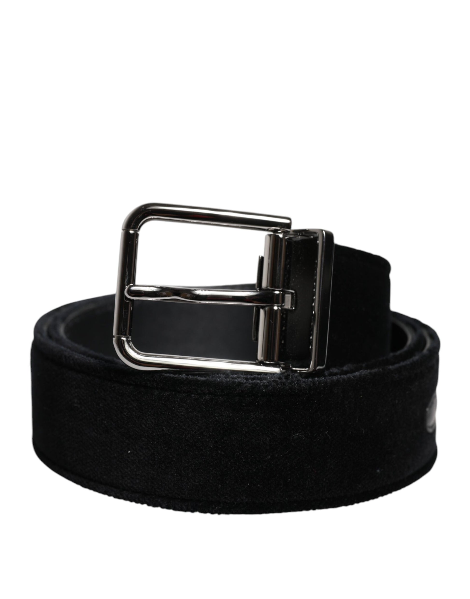 Dolce & Gabbana Black Cotton Silver Tone Metal Buckle Belt