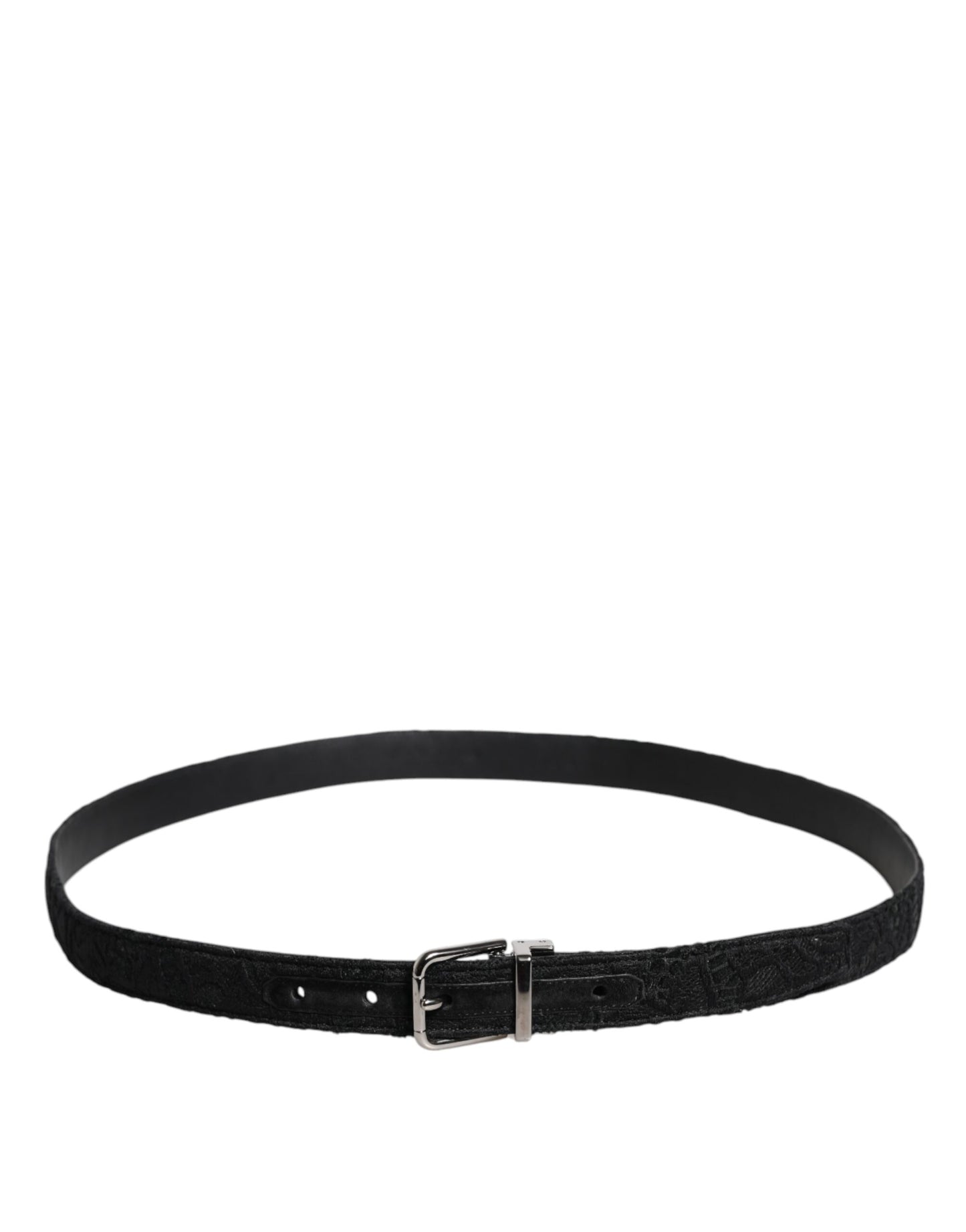 Dolce & Gabbana Black Cotton Blend Silver Metal Buckle Belt
