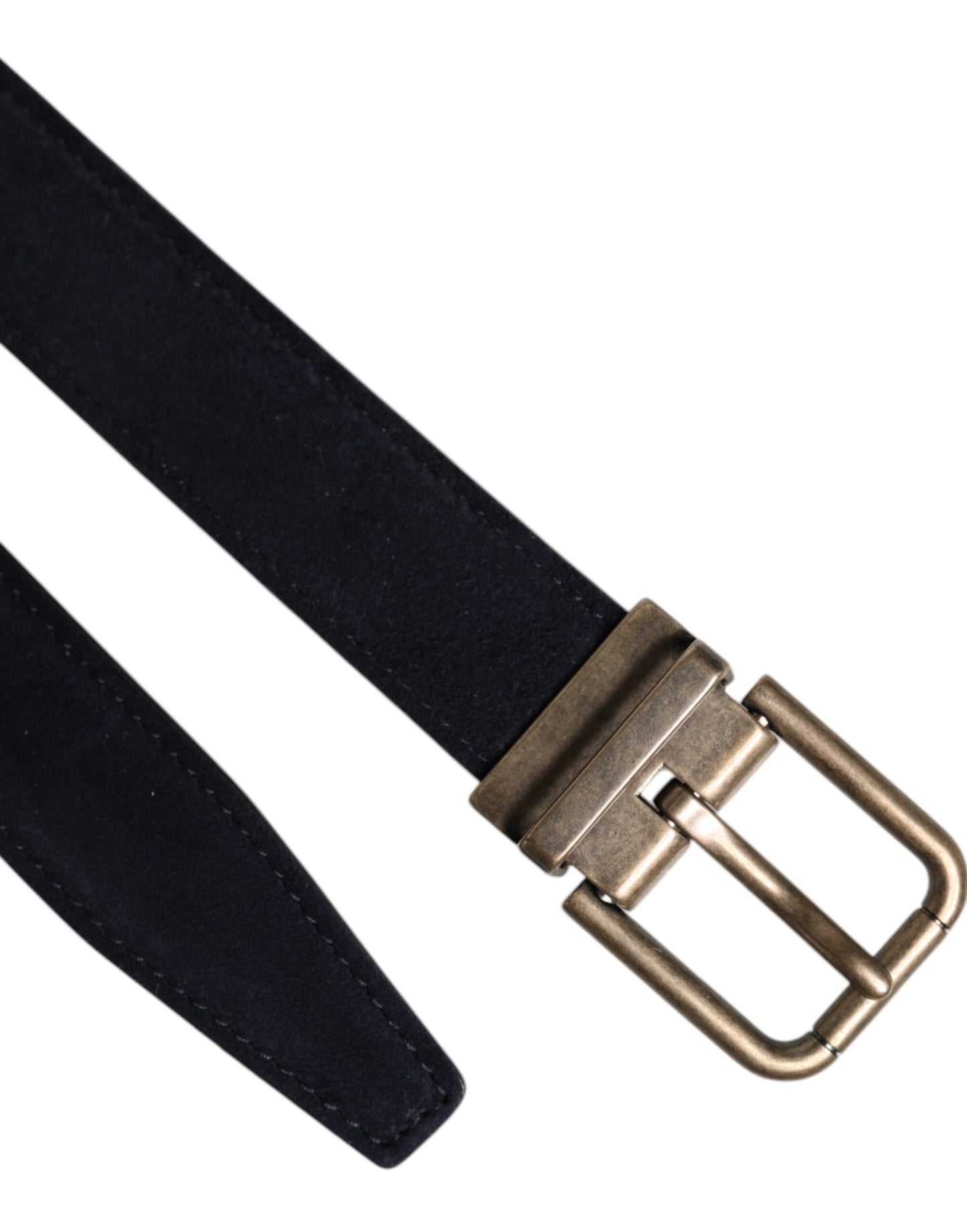 Dolce & Gabbana Black Goat Leather Metal Buckle Classic Belt