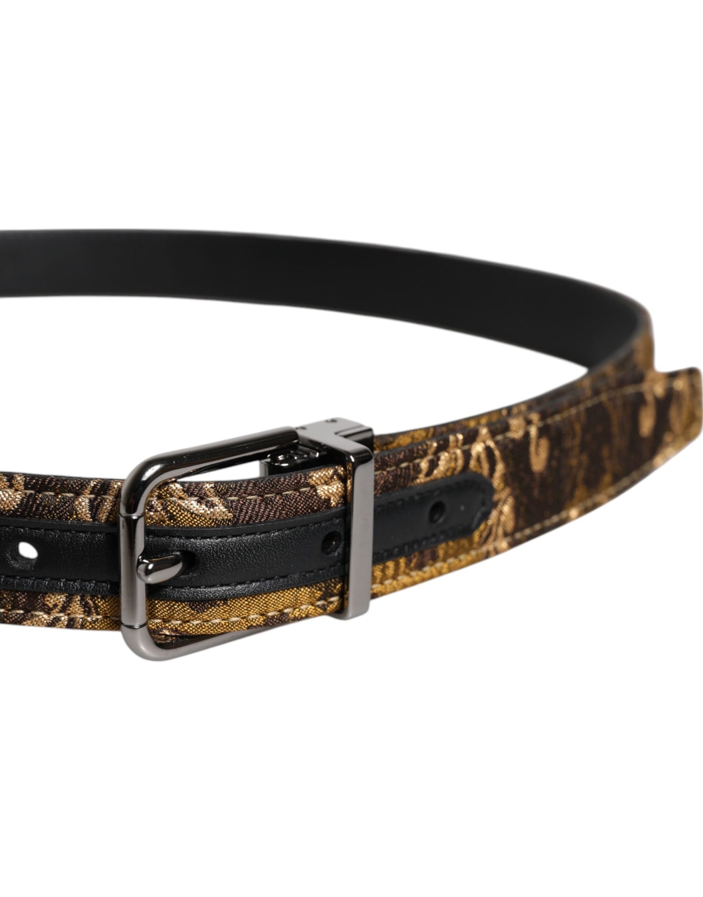 Dolce & Gabbana Multicolor Jacquard Leather Logo Buckle Belt