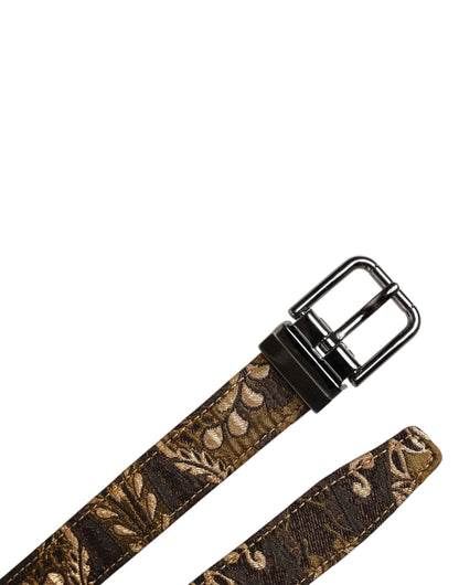 Dolce & Gabbana Multicolor Jacquard Leather Logo Buckle Belt