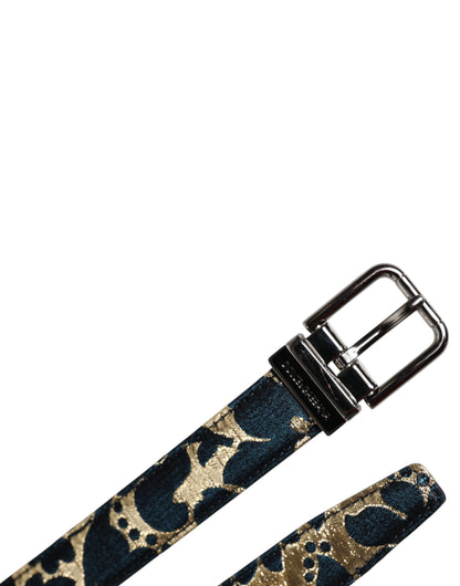 Dolce & Gabbana Multicolor Jacquard Leather Logo Buckle Belt
