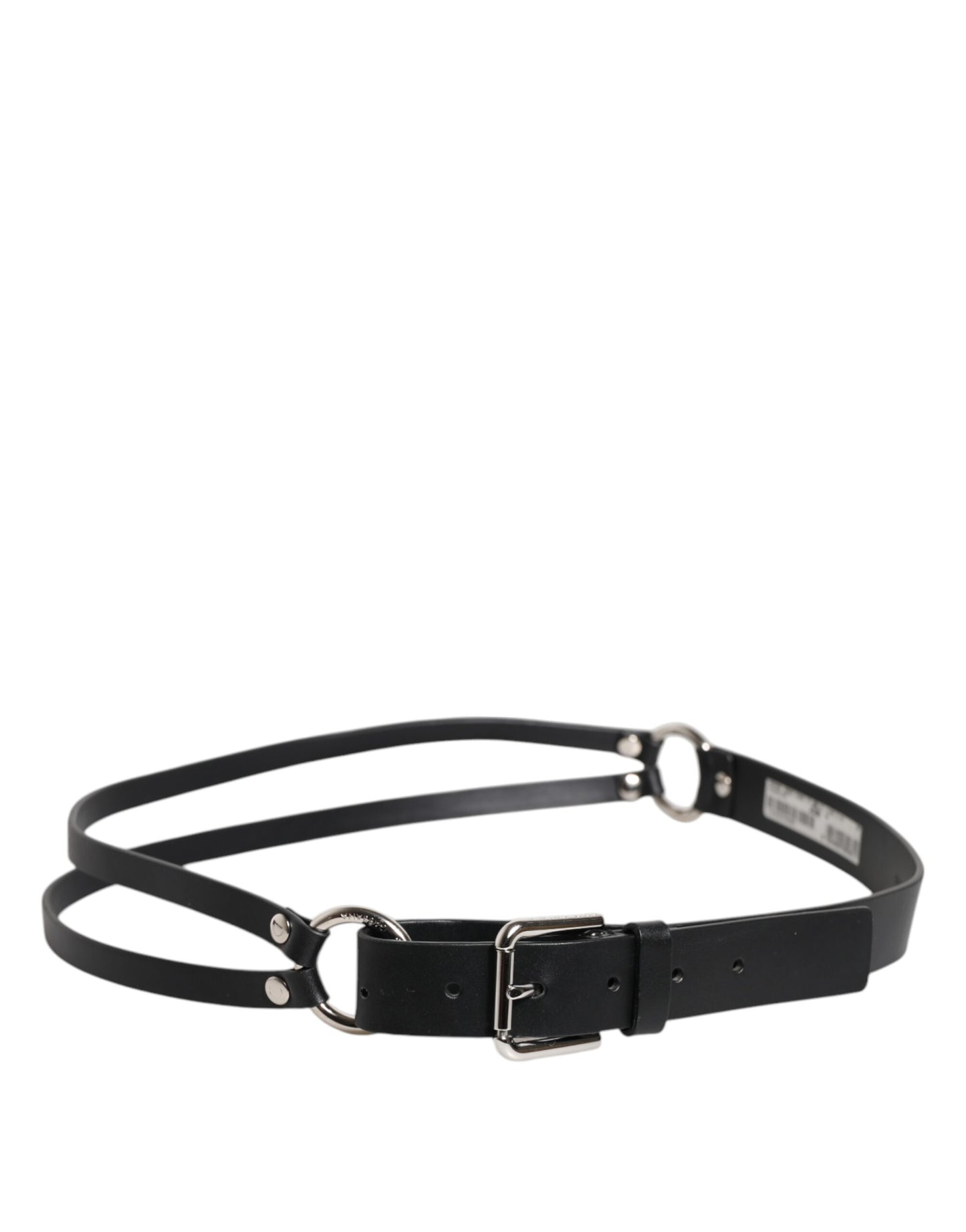 Dolce & Gabbana Black Leather Classic Metal Logo Buckle Belt