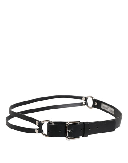 Dolce & Gabbana Black Leather Classic Metal Logo Buckle Belt