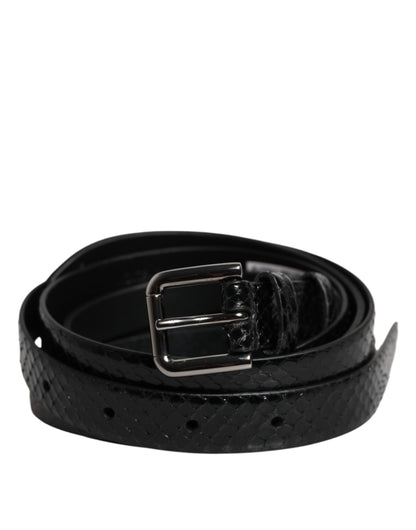Dolce & Gabbana Black Leather Classic Metal Logo Buckle Belt