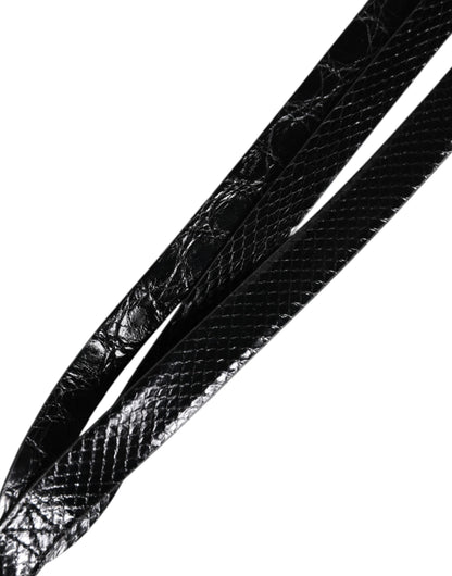 Dolce & Gabbana Black Leather Classic Metal Logo Buckle Belt