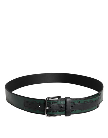 Dolce & Gabbana Green Black Classic Metal Logo Buckle Belt
