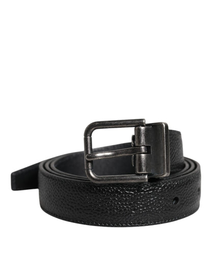 Dolce & Gabbana Black Calf Leather Classic Metal Buckle Belt