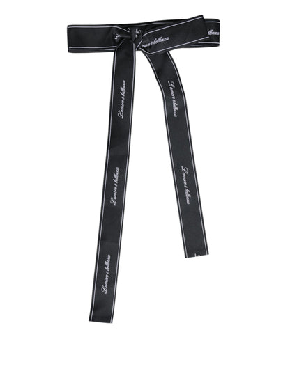 Dolce & Gabbana Black Waist Ribbon Wide Bow Logo Belt