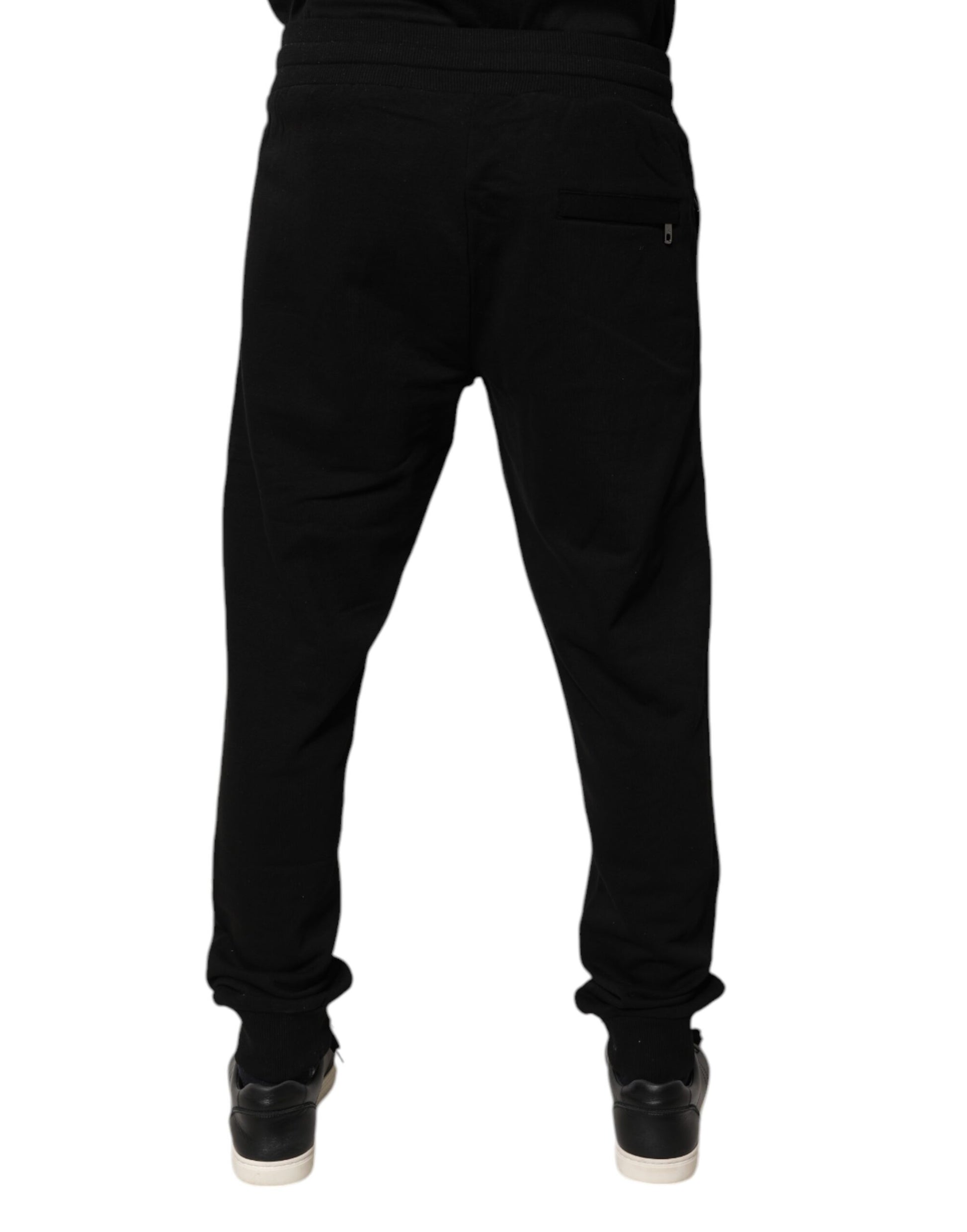 Dolce & Gabbana Black Cotton Mid Waist Jogger Sweatpants Pants