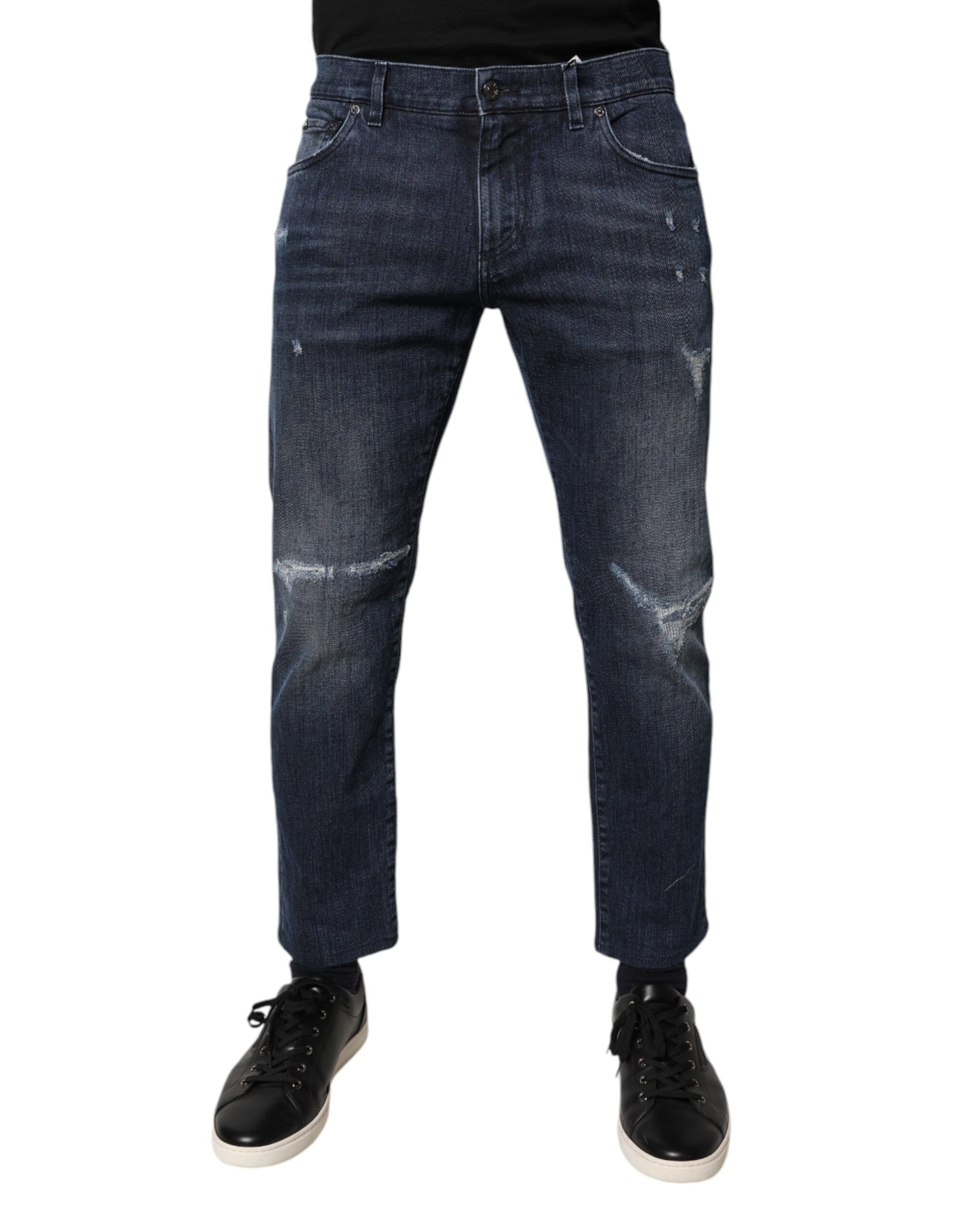 Dolce & Gabbana Blue Cotton Stretch Skinny Men Denim Jeans