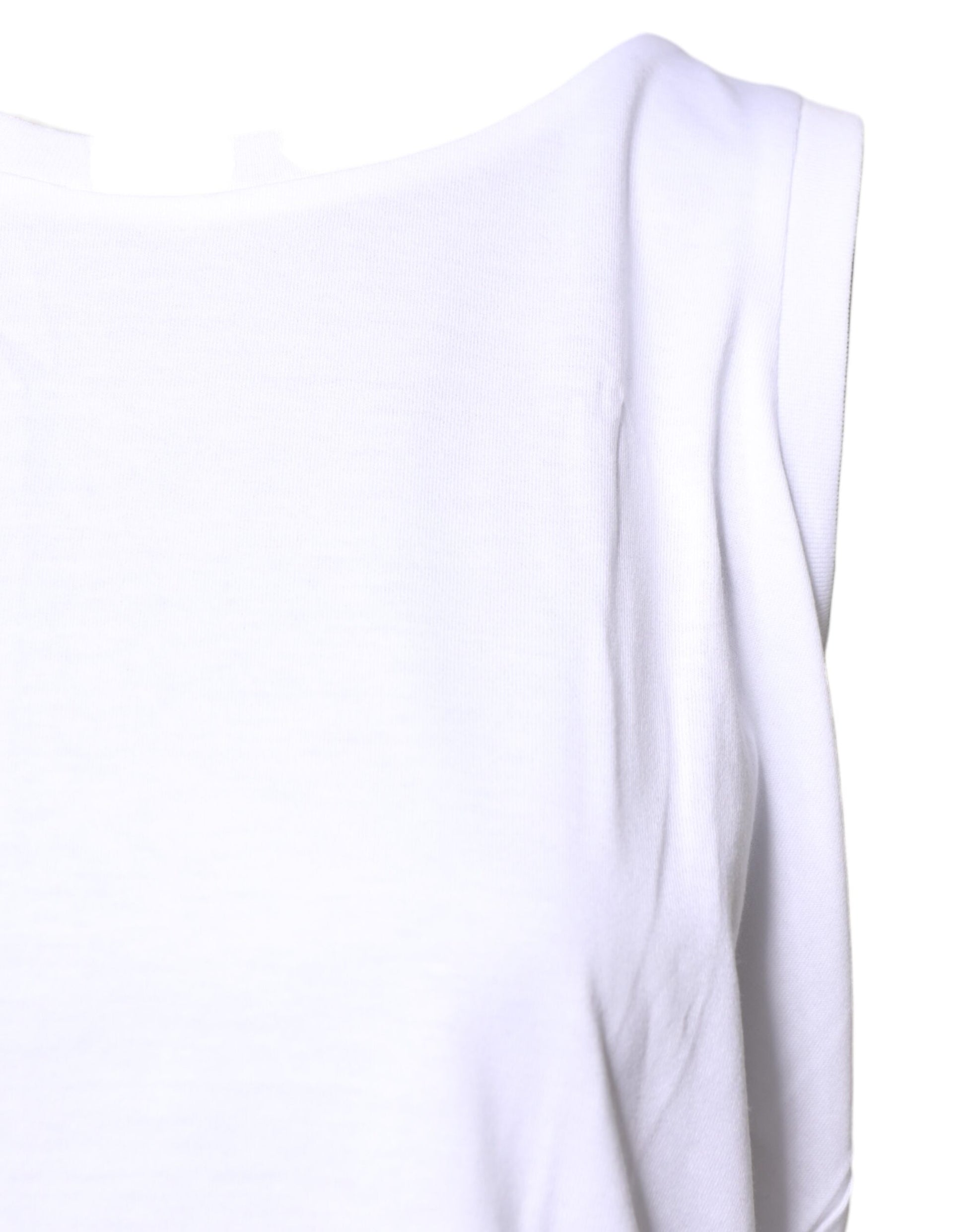 Dolce & Gabbana White Cotton Sleeveless Crew Neck T-shirt