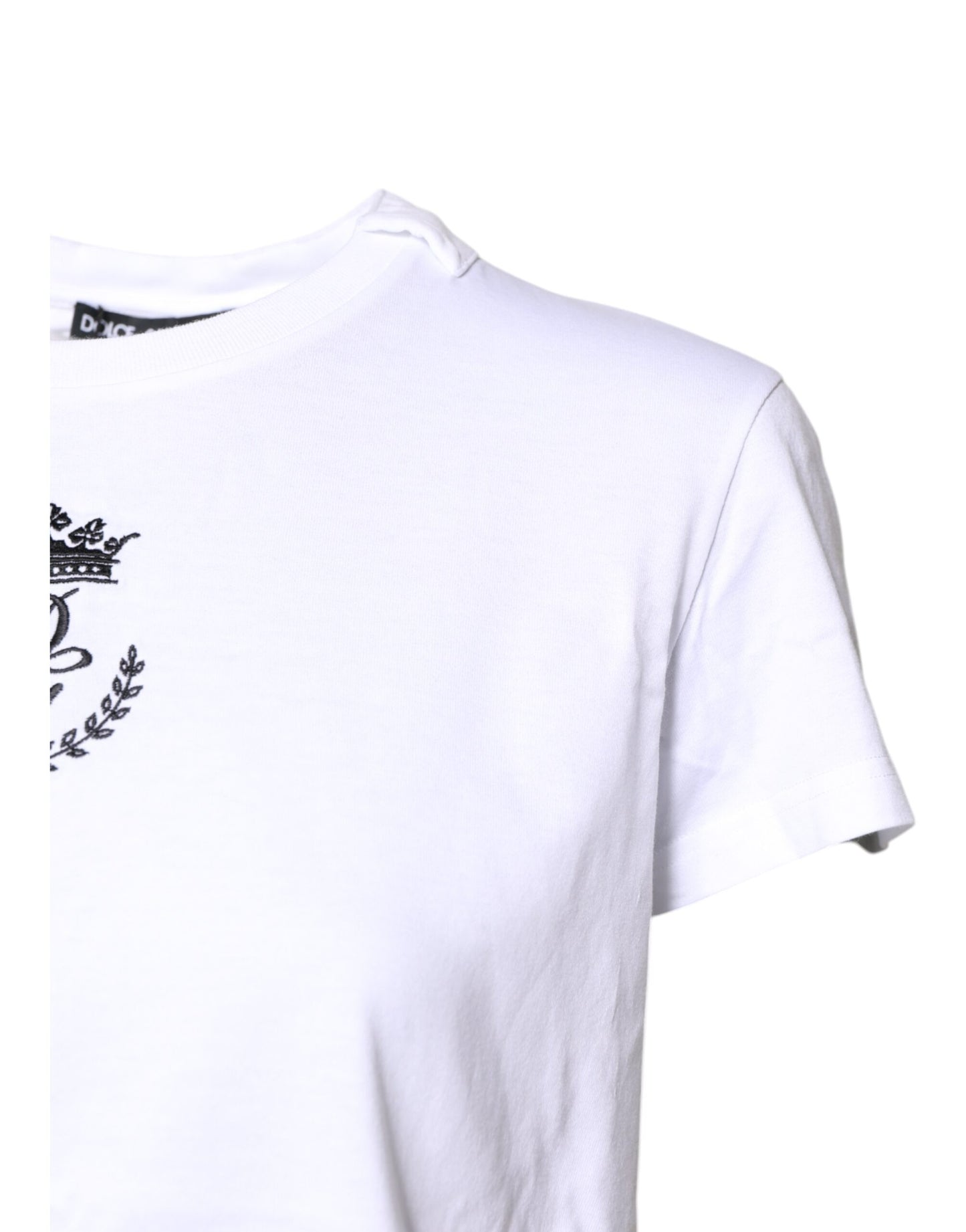 Dolce & Gabbana White Logo Crown Cotton Crew Neck T-shirt