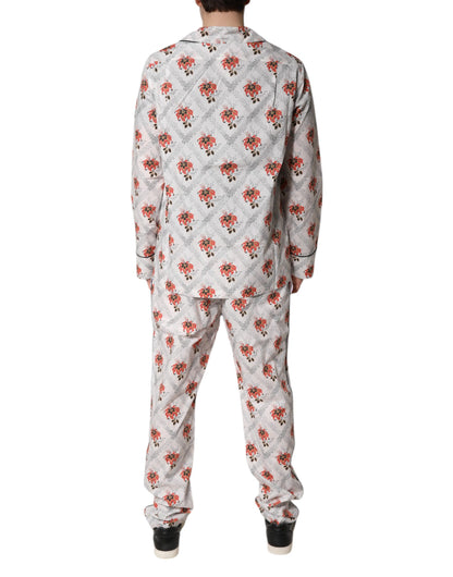 Dolce & Gabbana Multicolor Floral Print Cotton Pajama Set Sleepwear
