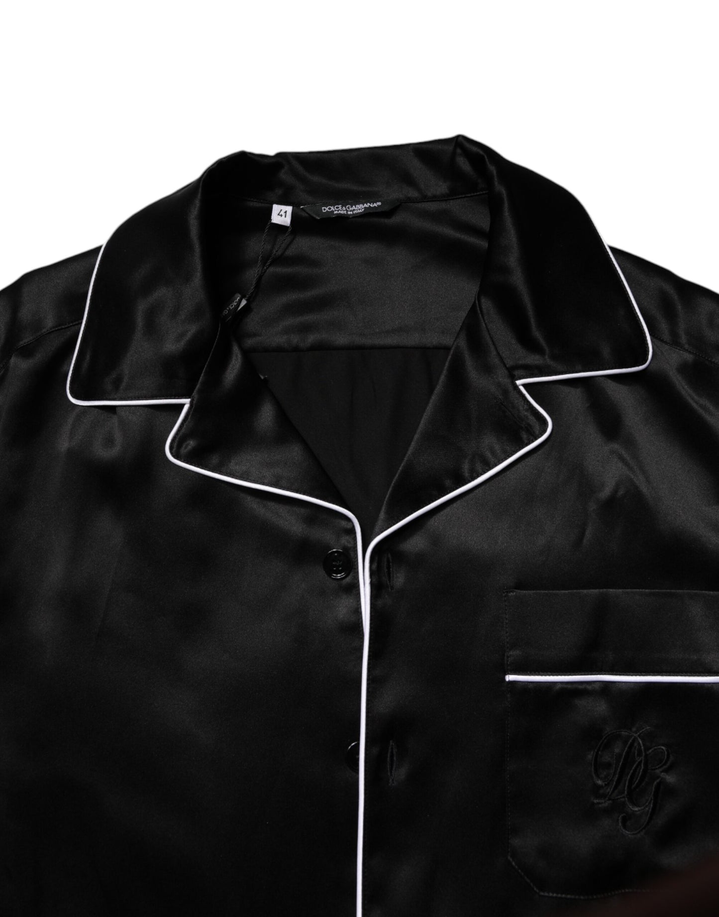 Dolce & Gabbana Black Silk Shirt Pants Pajama Set Sleepwear