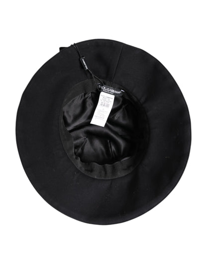 Dolce & Gabbana Black Cotton Wide Brim Bucket Hat
