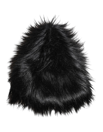 Dolce & Gabbana Black Acrylic Fur Womens Bucket Hat