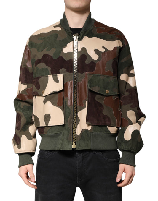 Dolce & Gabbana Multicolor Cotton Bomber Full Zip Jacket