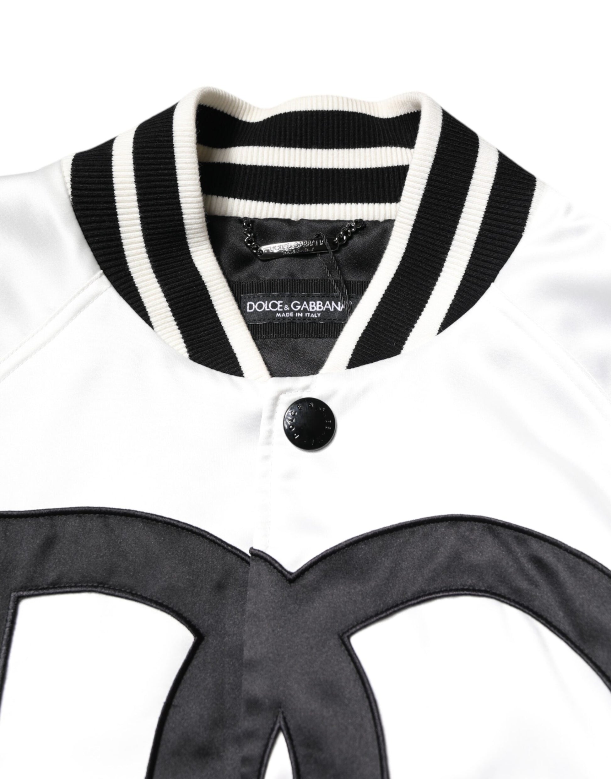 Dolce & Gabbana White DG Logo Polyester Jersey Bomber Jacket