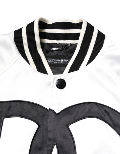 Dolce & Gabbana White DG Logo Polyester Jersey Bomber Jacket
