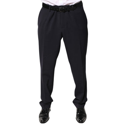 Dolce & Gabbana Black Wool Mid Waist Dress Pants