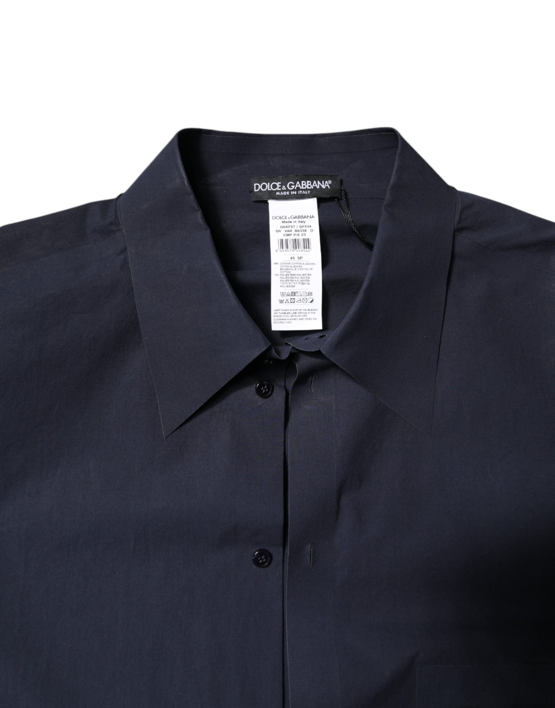 Dolce & Gabbana Dark Blue Cotton Long Sleeve Shirt